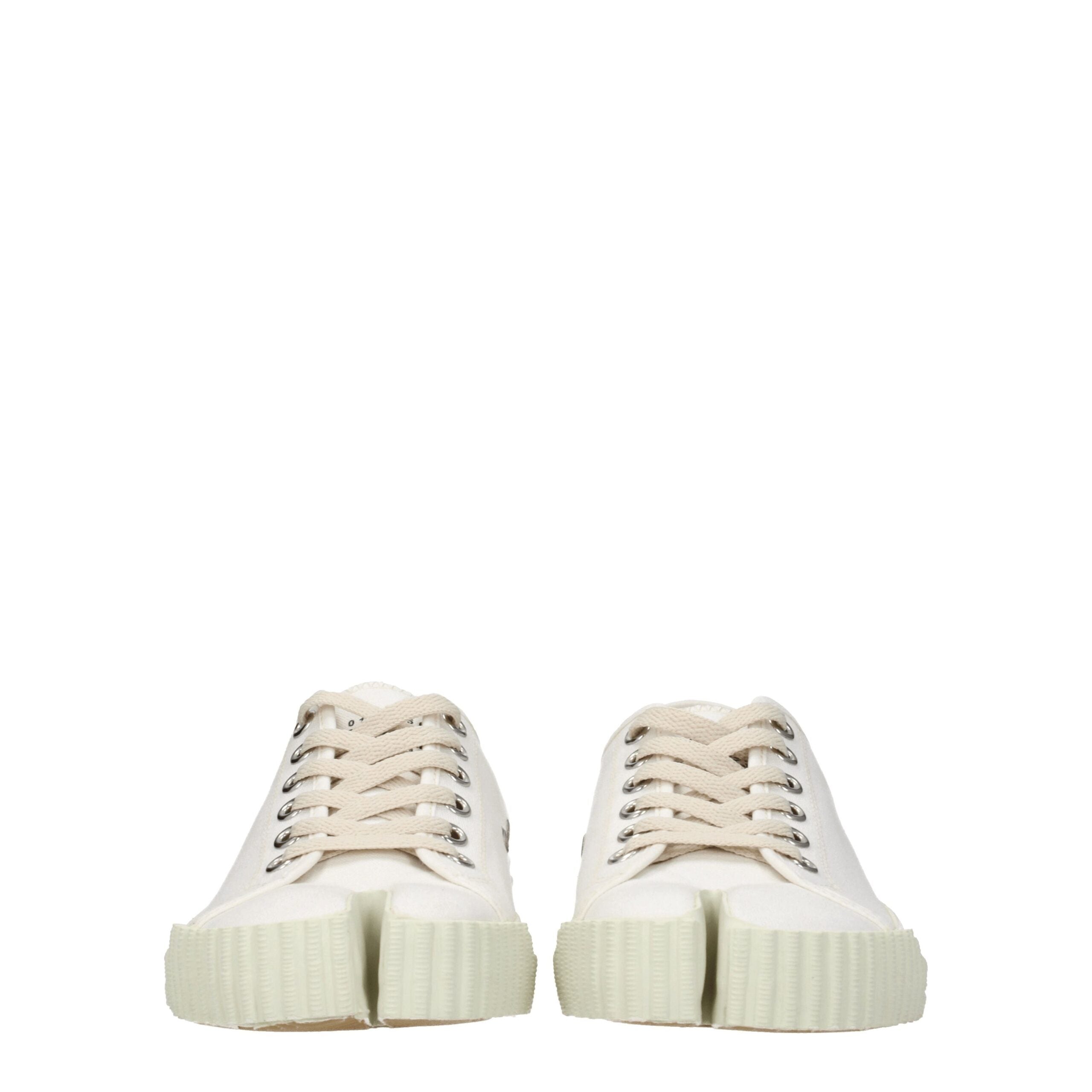 White Fabric Low Tops