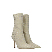 Beige Leather Ankle Boots