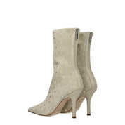 Beige Leather Ankle Boots