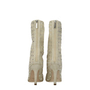 Beige Leather Ankle Boots