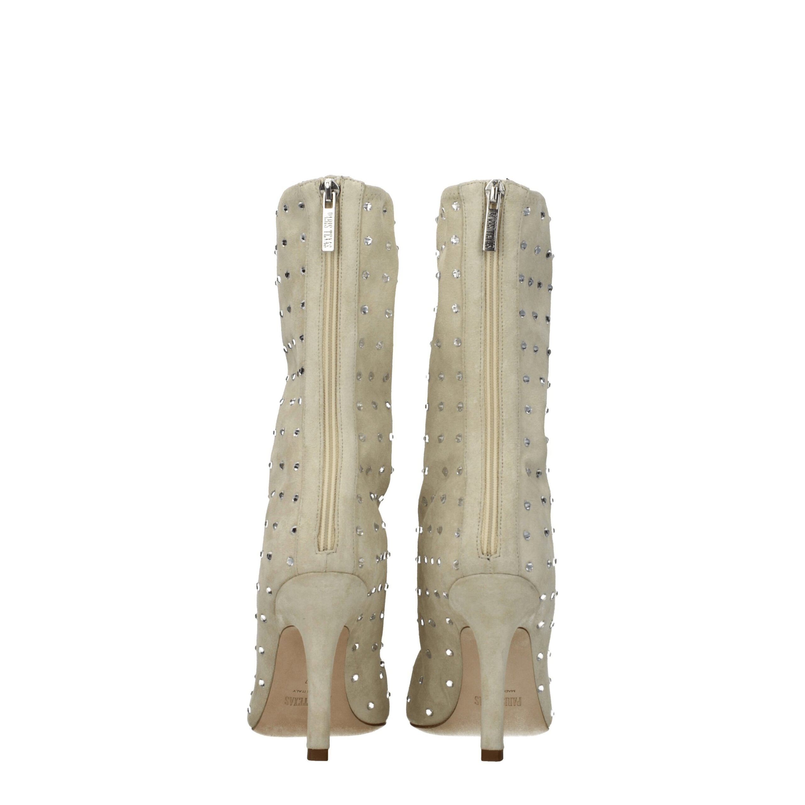 Beige Leather Ankle Boots