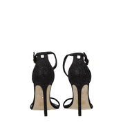 Black Crystals Stiletto Heels Sandals