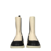 Beige Leather Ankle Boots