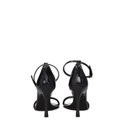 Black Leather Stiletto Heels Sandals