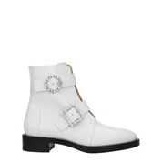 White Leather Ankle Boots