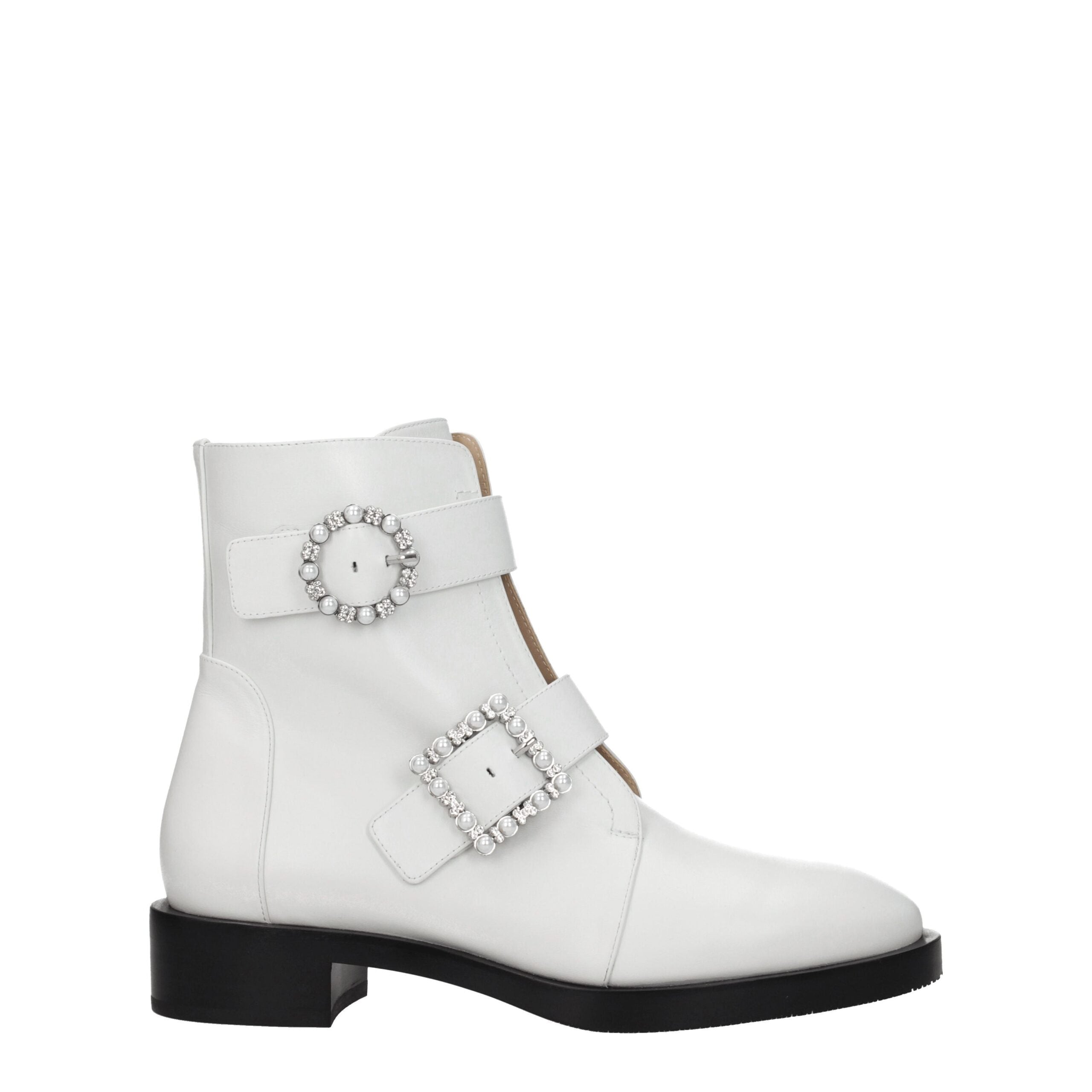 White Leather Ankle Boots