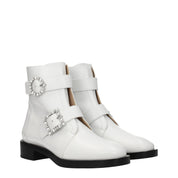 White Leather Ankle Boots