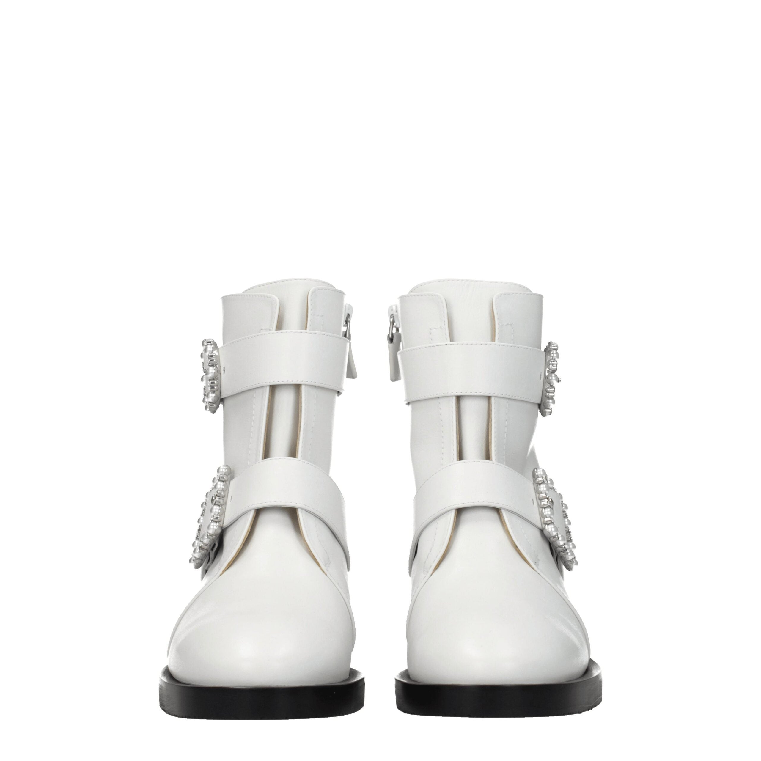 White Leather Ankle Boots
