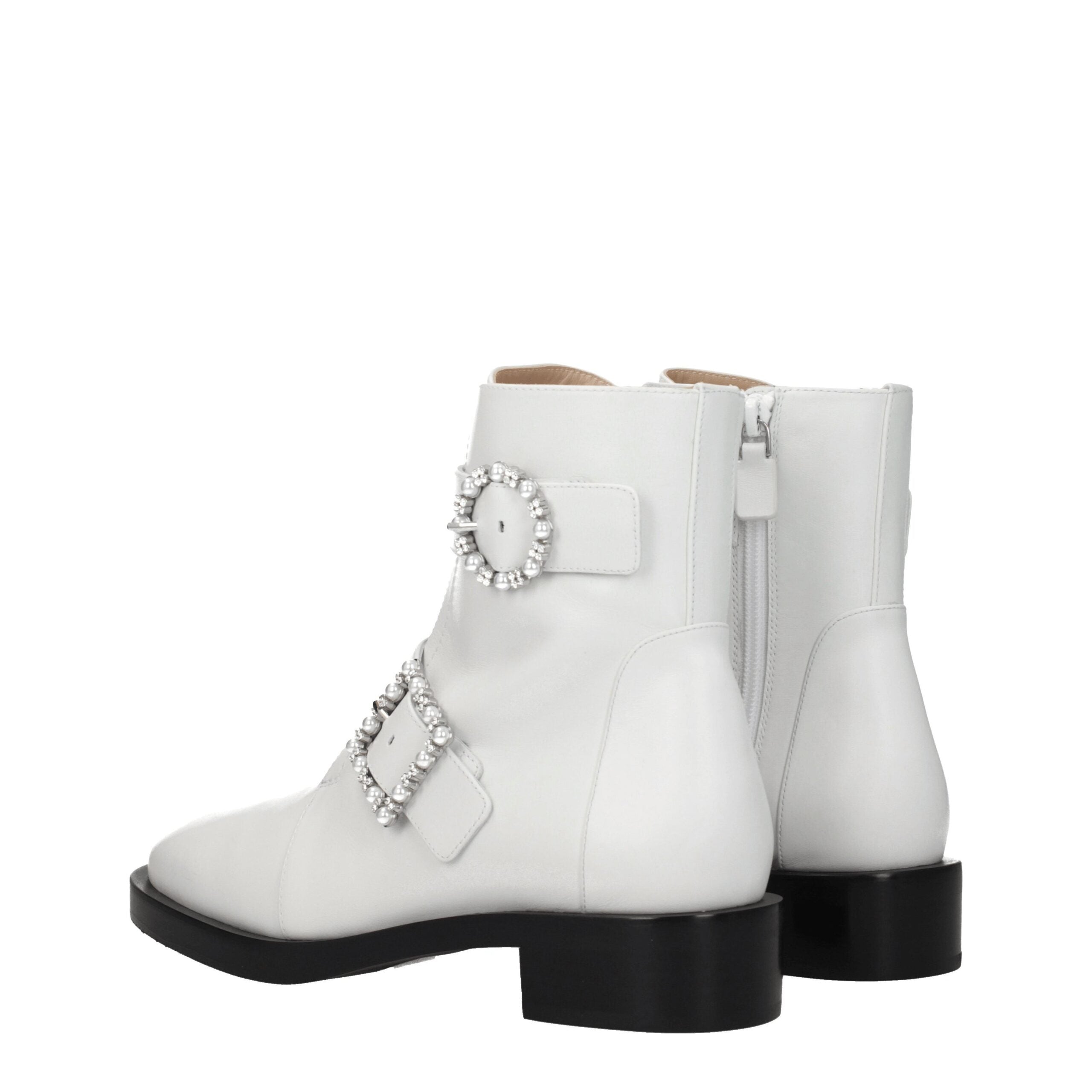 White Leather Ankle Boots