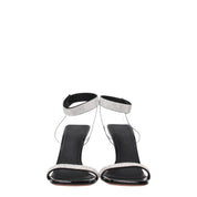 Black Crystals Stiletto Heels Sandals