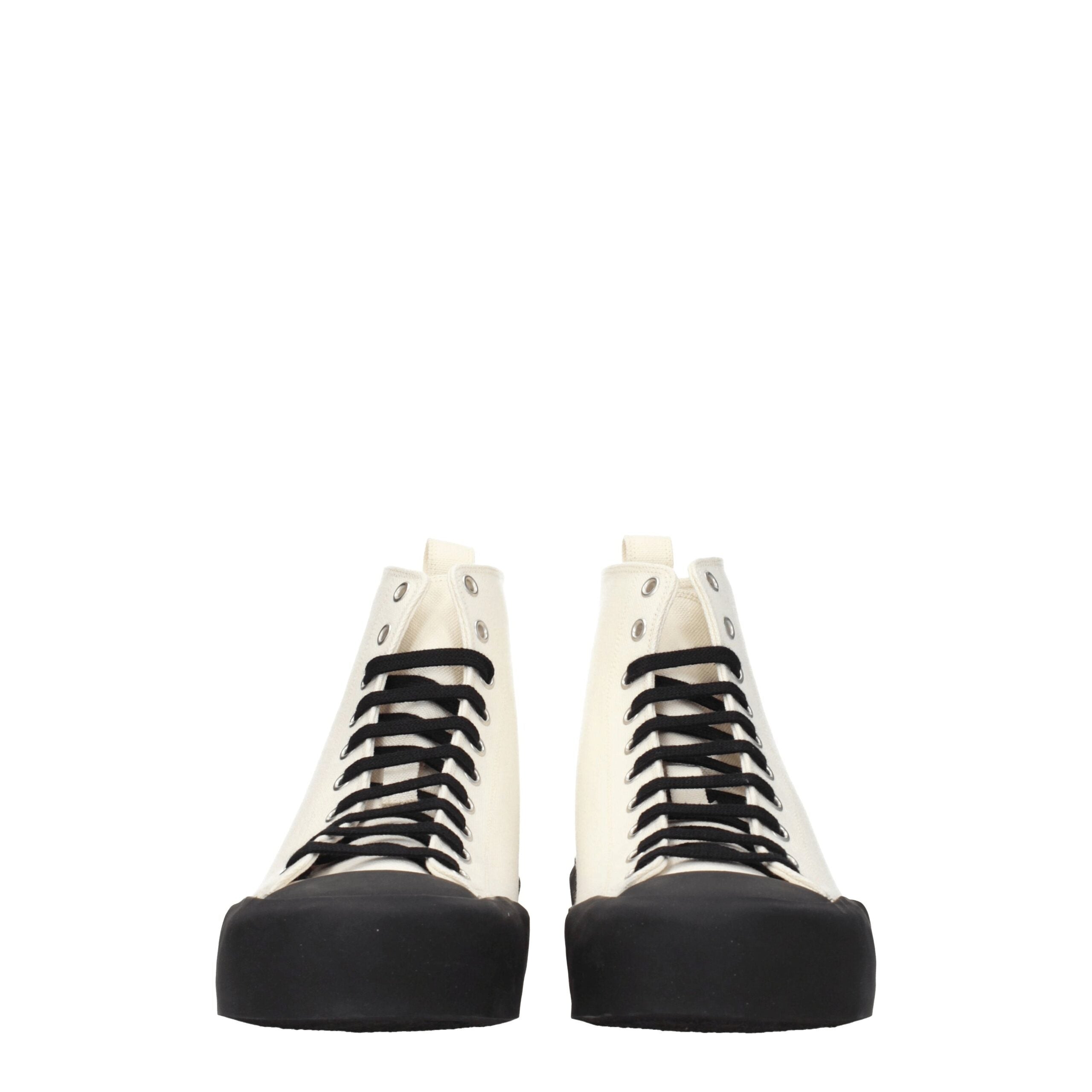 Beige Fabric High Tops