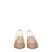 Beige Leather High Heel Pumps
