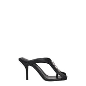 Black Leather Stiletto Heels Sandals