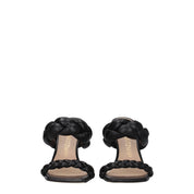 Black Leather Stiletto Heels Sandals