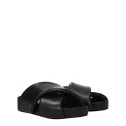 Black Leather Slippers