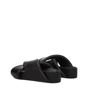Black Leather Slippers