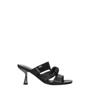 Black Leather Stiletto Heels Sandals