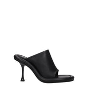 Black Leather Stiletto Heels Sandals
