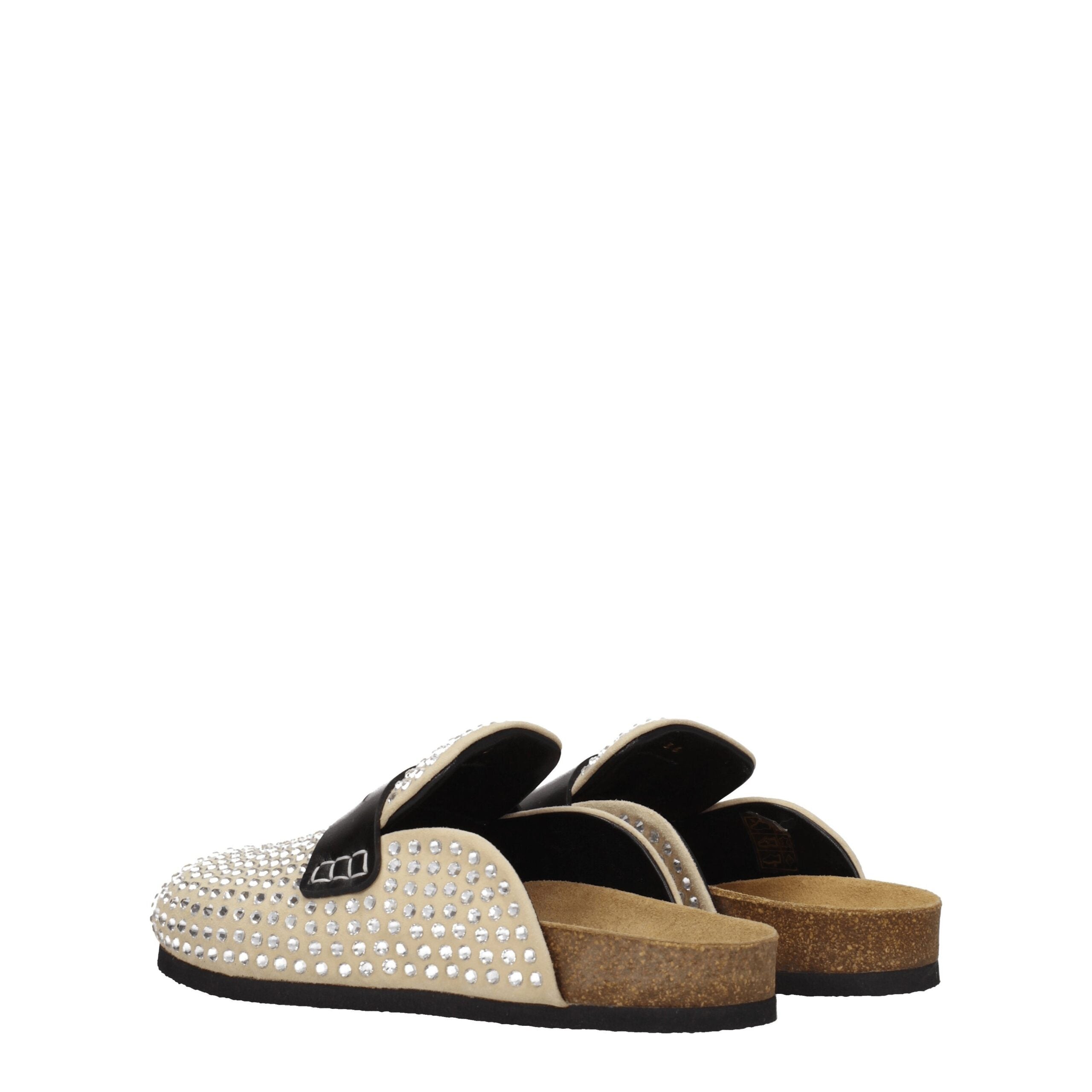 Beige Leather Slippers Sandals