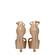 Beige Leather Platforms