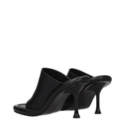Black Leather Stiletto Heels Sandals