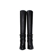 Black Leather High Heel Boots