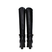 Black Leather High Heel Boots