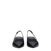 Black Leather Mid Heel Pumps