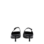 Black Leather Mid Heel Pumps