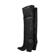 Black Leather High Heel Boots