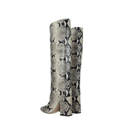 Beige Leather Over The Knee