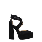 Black Satin Platform Sandals