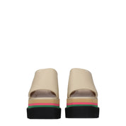Beige Leather Slippers Sandals
