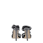 Black Leather Stiletto Heels Sandals