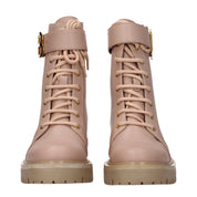 Beige Leather Ankle Boots