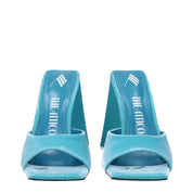 Light Blue Velvet Platform Sandals