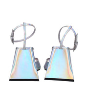 Gray Leather Platform Sandals