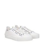 White Fabric Low Tops