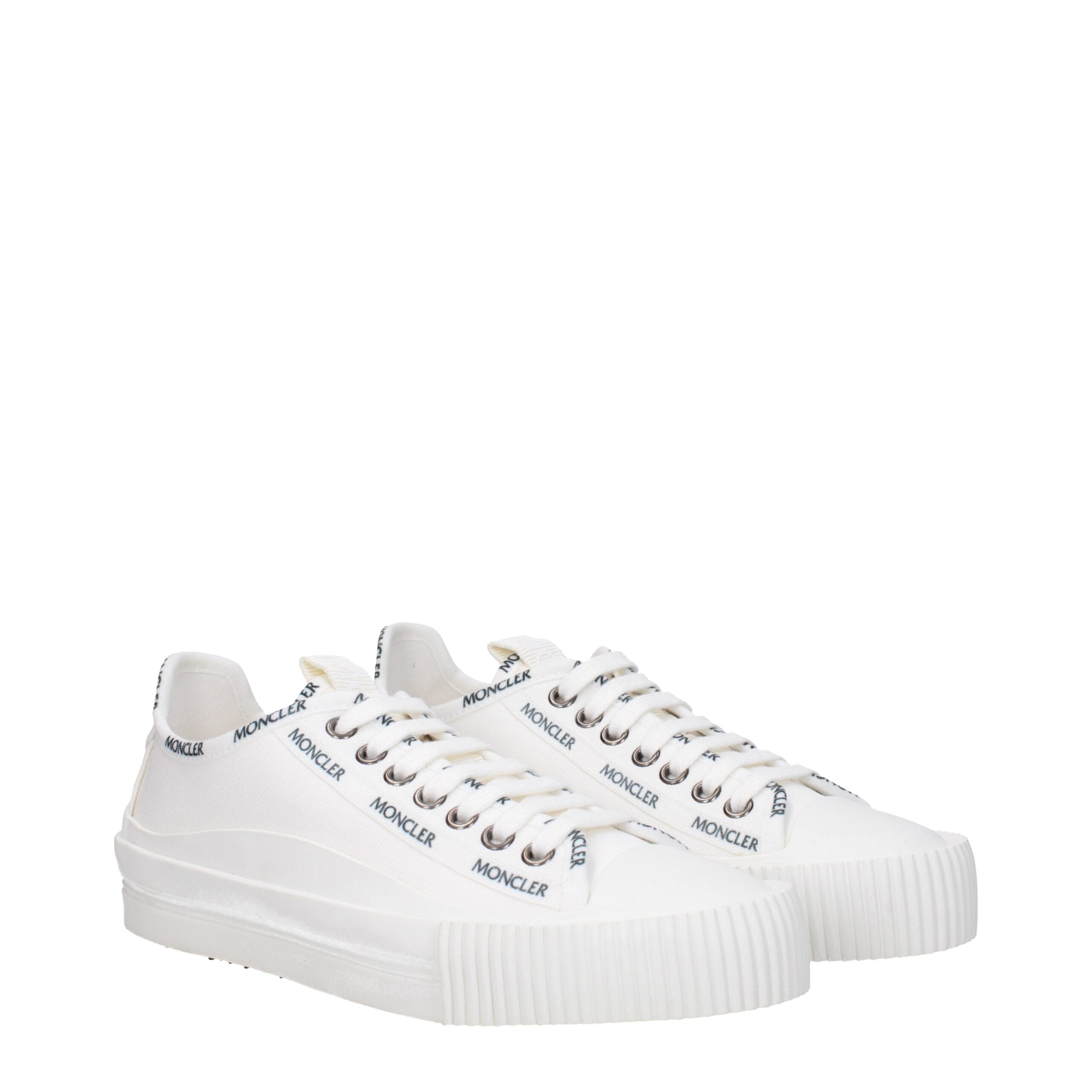 White Fabric Low Tops