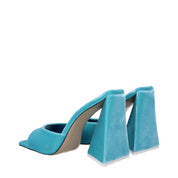 Light Blue Velvet Platform Sandals