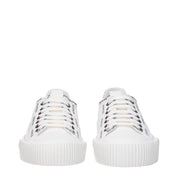 White Fabric Low Tops