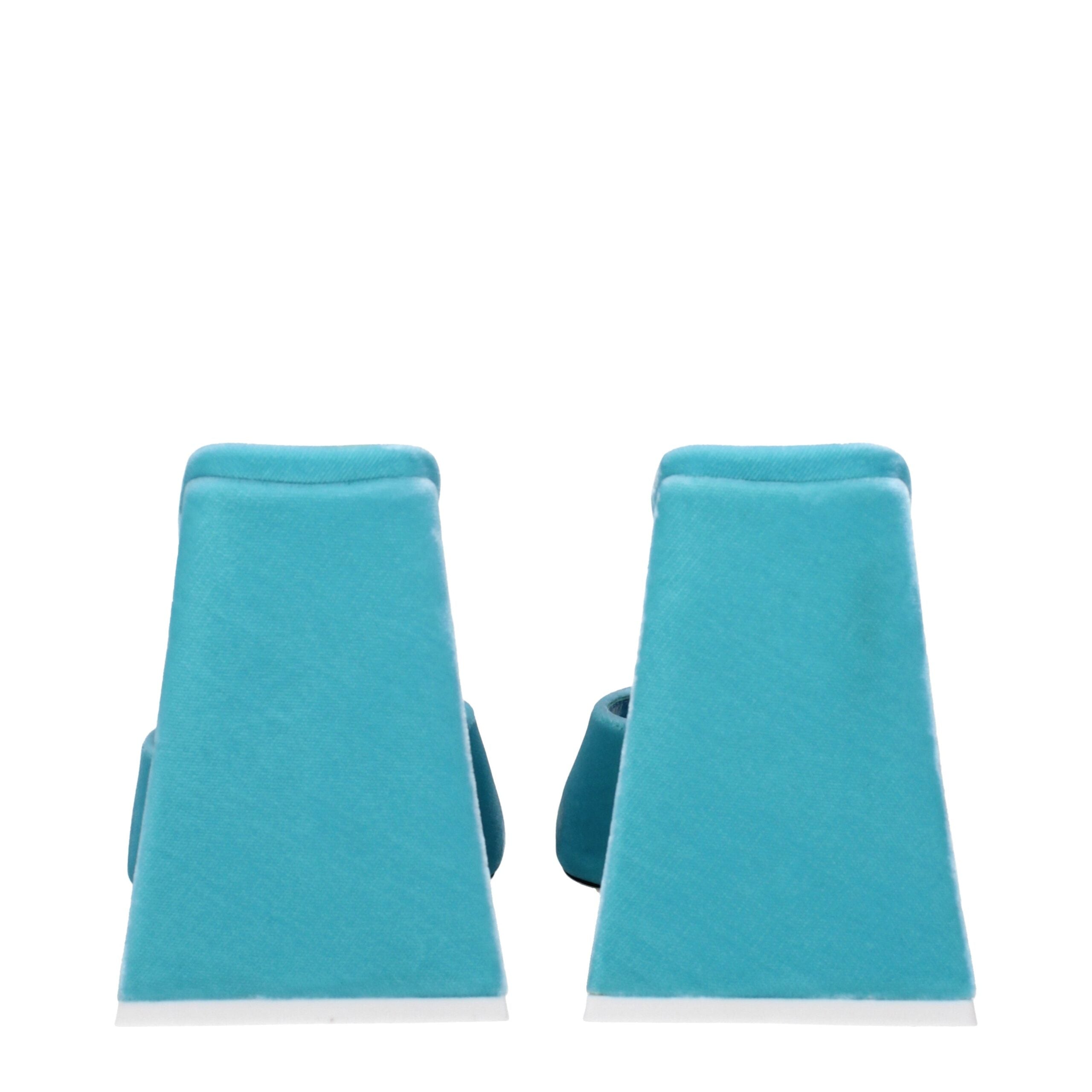 Light Blue Velvet Platform Sandals