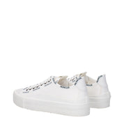 White Fabric Low Tops