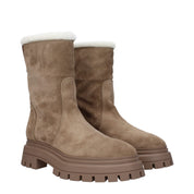 Beige Leather Ankle Boots