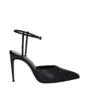 Black Leather High Heel Pumps