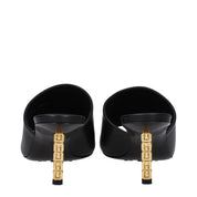 Black Leather Stiletto Heels Sandals