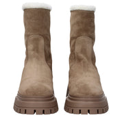 Beige Leather Ankle Boots