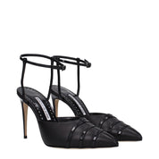 Black Leather High Heel Pumps