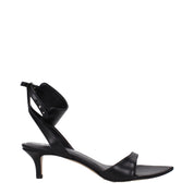 Black Leather Flat Sandals