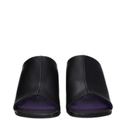 Black Leather Stiletto Heels Sandals